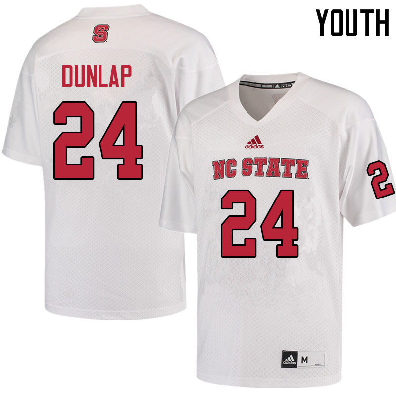 Youth #24 Malik Dunlap NC State Wolfpack College Football Jerseys Sale-White